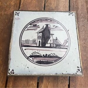 Antique Dutch Delft Tile- 18th Century -Trivet -Decor